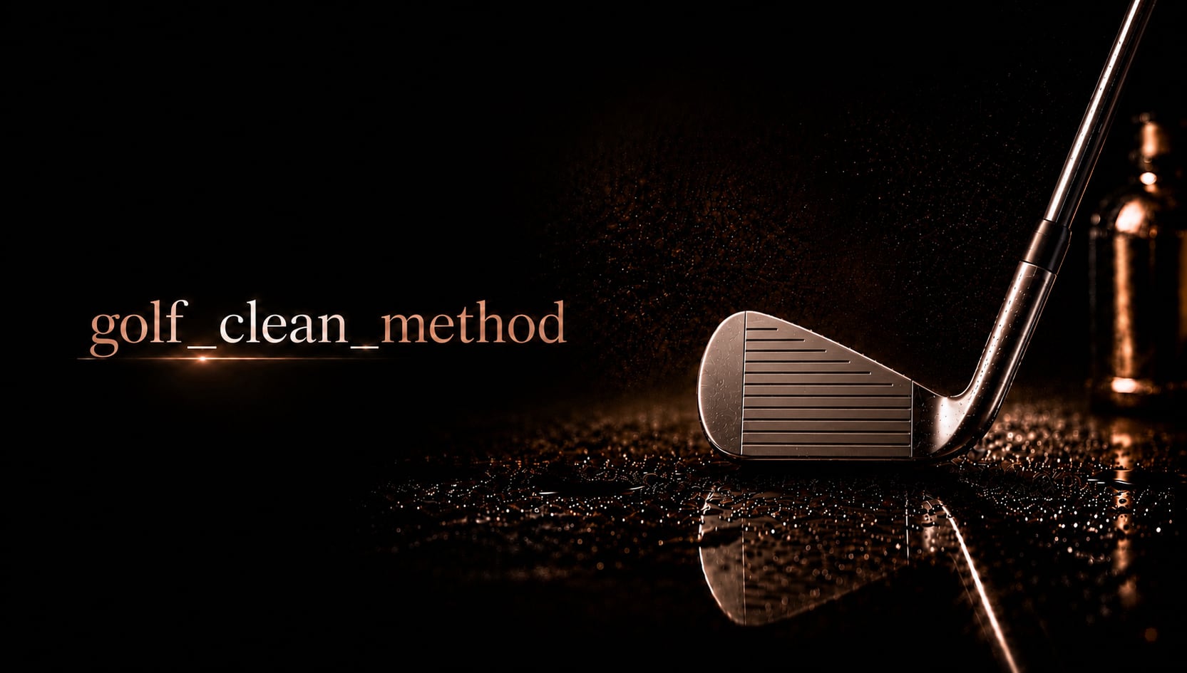 水滴の付いたアイアンとgolf_clean_methodのロゴを写したメインビジュアル